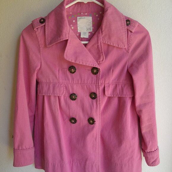 4/$20 sale Old Navy Pink Pea Coat Girls Medium 100% Cotton Jacket Buttons - Picture 1 of 7